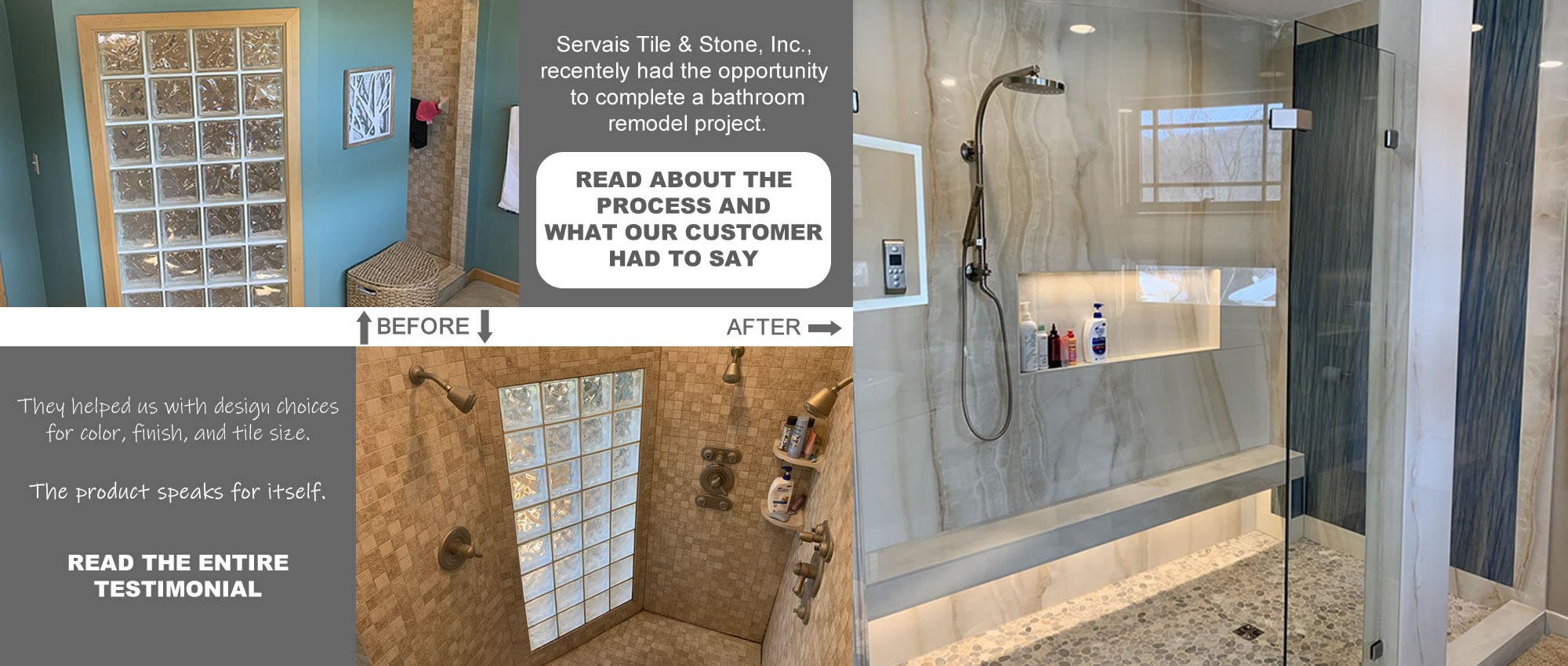 Servais Tile & Stone Bathroom Shower Remodel
